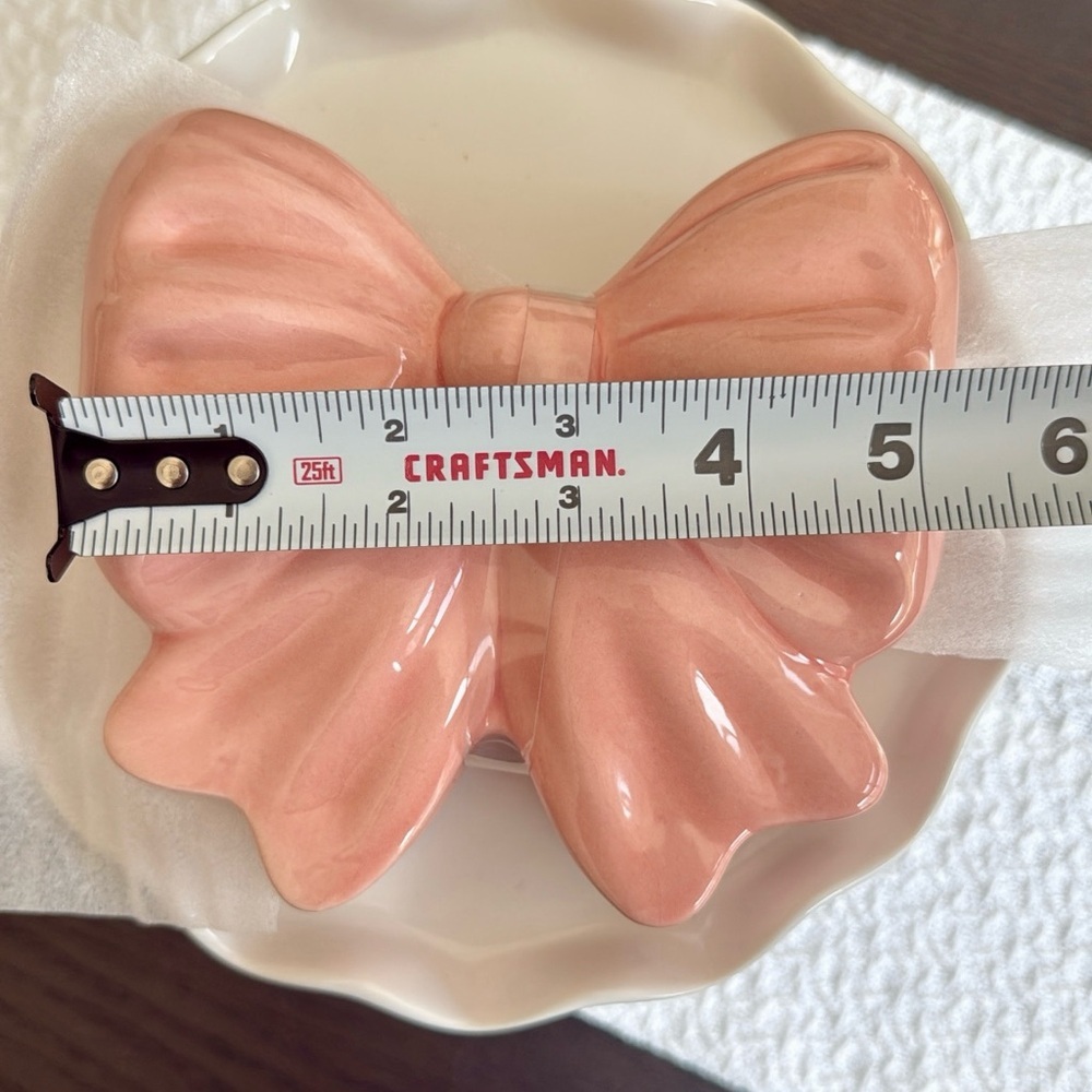 Pink Bow Ceramic Accent Trinket Holder - Picture 4 of 5